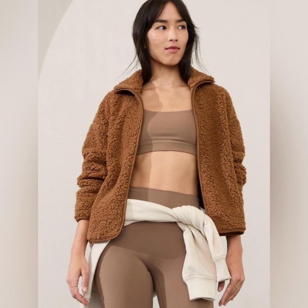 Athleta brown teddy bear zip up. Size XS